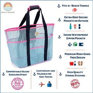 Beach Breeze PDTXCLS TANGDIAAABBCC Mesh Bag-Large Family Tote & Pool Bag
